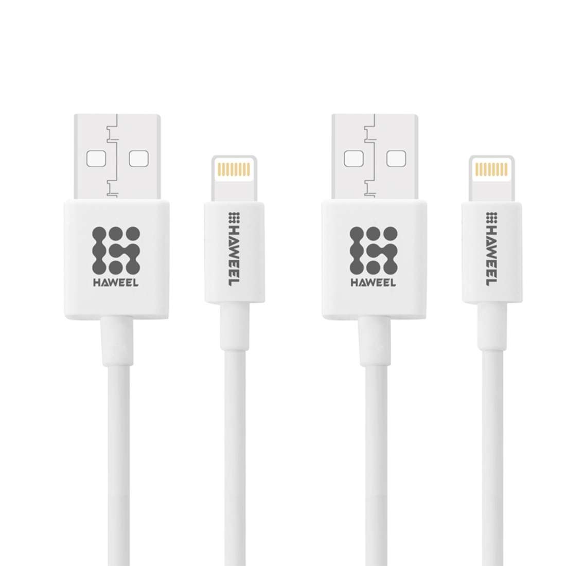 2 PCS HAWEEL 1m 2.4A 8 Pin USB Data Sync Charging Cable Kits