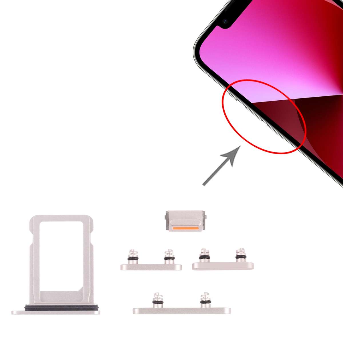 SIM Card Tray + Side Keys for iPhone 13(Midnight)