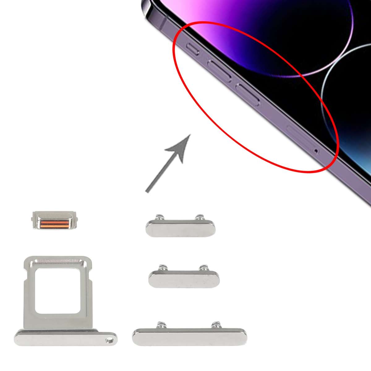 SIM Card Tray + Side Keys for iPhone 14 Pro Max(Black)