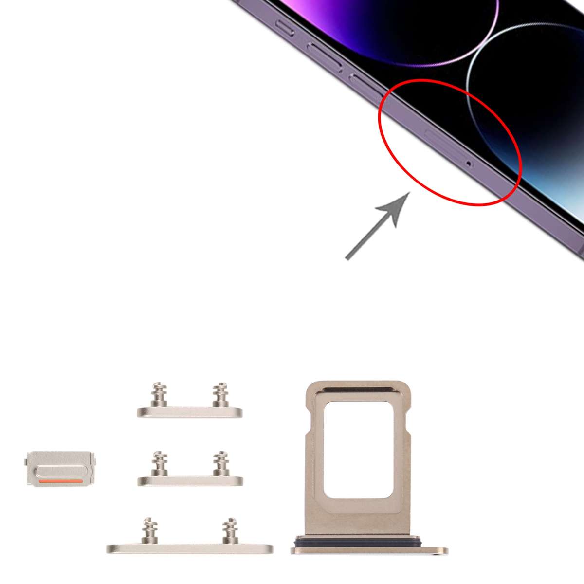SIM Card Tray + SIM Card Tray + Side Keys for iPhone 14 Pro (Black)