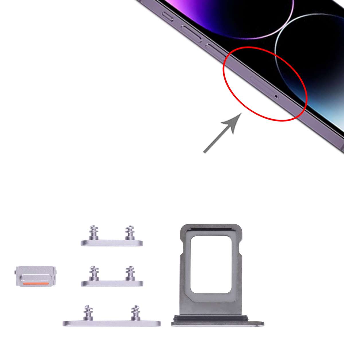 SIM Card Tray + SIM Card Tray + Side Keys for iPhone 14 Pro (Black)