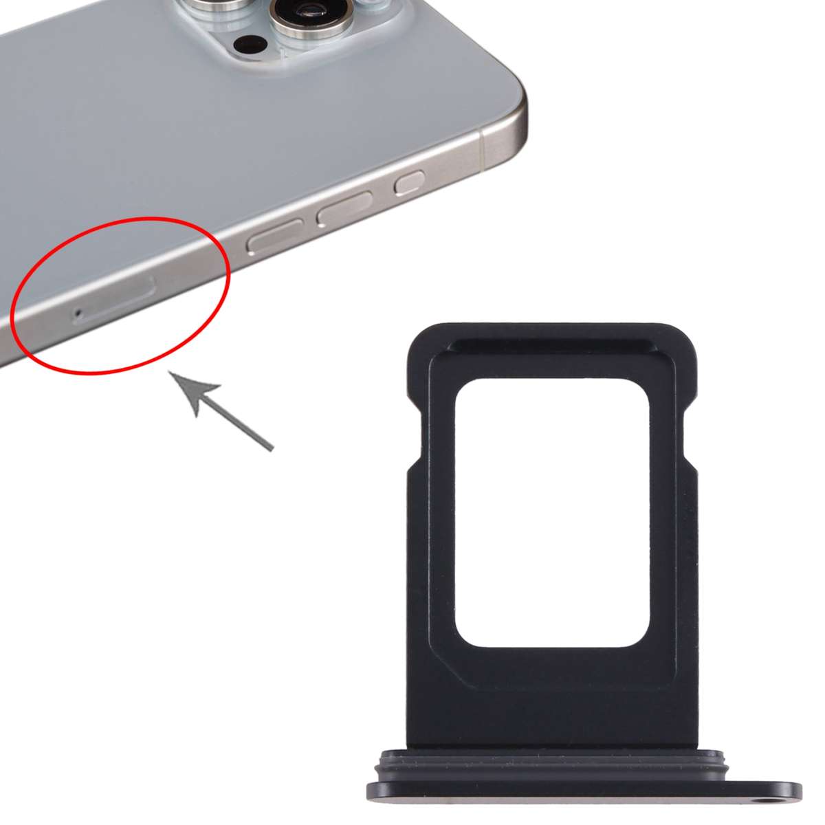 For iPhone 15 Pro Max SIM Card Tray (Black)