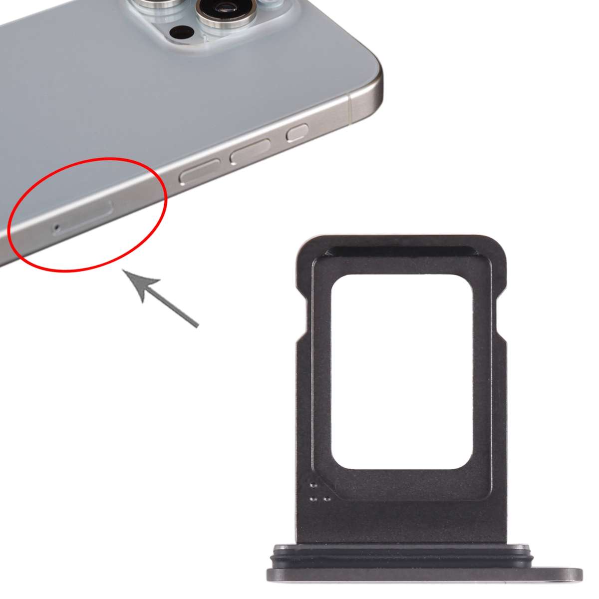 For iPhone 15 Pro Max SIM Card Tray (Black)