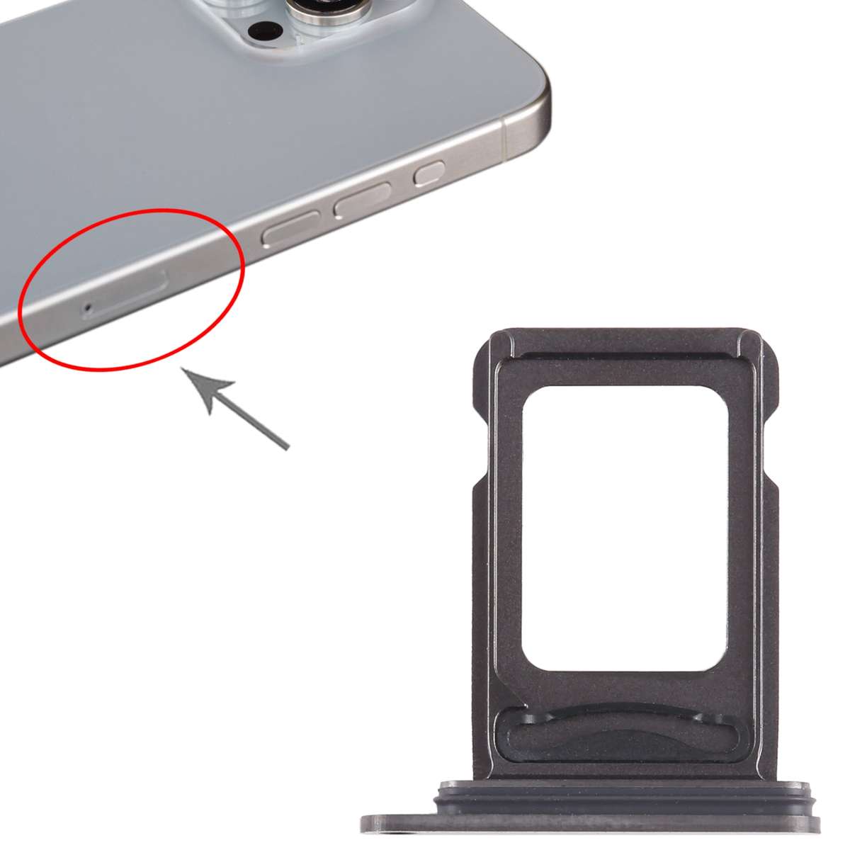 For iPhone 15 Pro SIM + SIM Card Tray (Black)