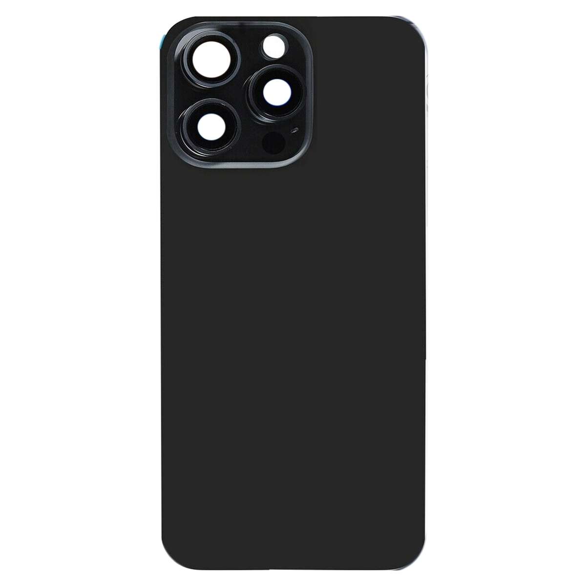 For iPhone 15 Pro Glass Battery Back Cover with Flash Bracket + Wireless Charging Module(Black)