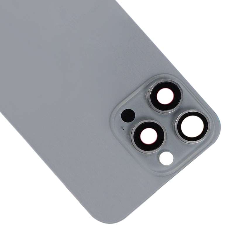 For iPhone 15 Pro Glass Battery Back Cover with Flash Bracket + Wireless Charging Module(Black)