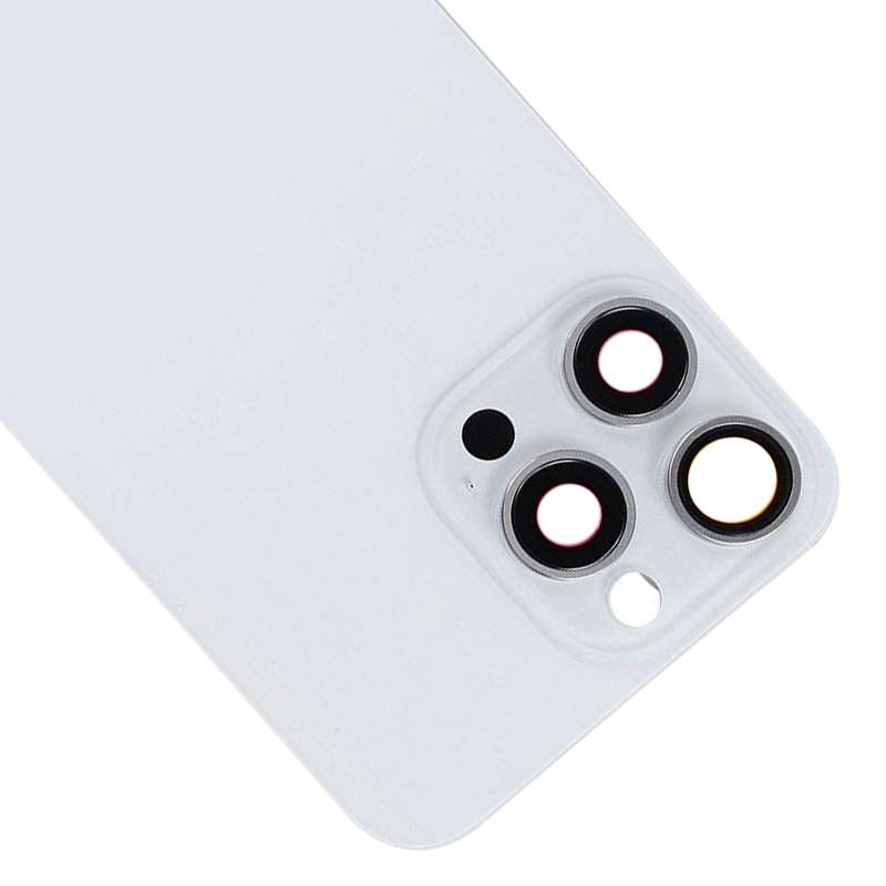 For iPhone 15 Pro Glass Battery Back Cover with Flash Bracket + Wireless Charging Module(Black)