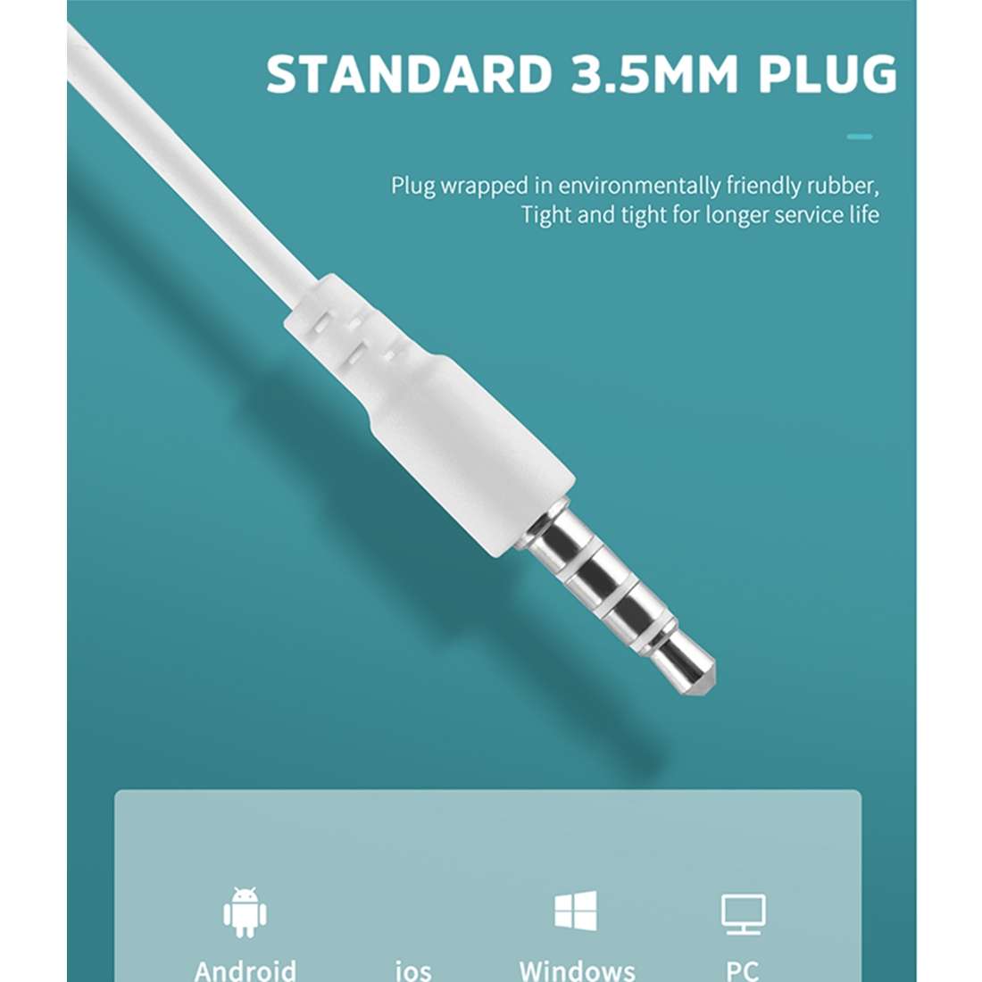 KIVEE KV-MT37 3.5mm Jack Wire-controlled Wired Music Earphone, Supports Calls, Cable L ... (White)