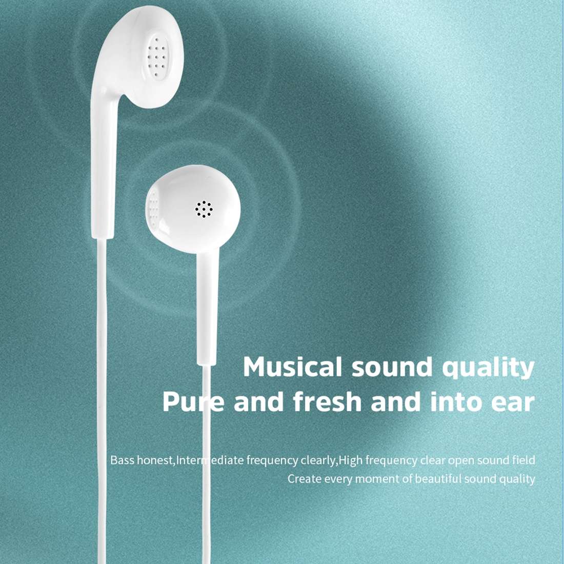 KIVEE KV-MT37 3.5mm Jack Wire-controlled Wired Music Earphone, Supports Calls, Cable L ... (White)