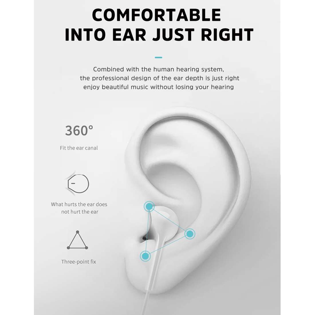 KIVEE KV-MT37 3.5mm Jack Wire-controlled Wired Music Earphone, Supports Calls, Cable L ... (White)