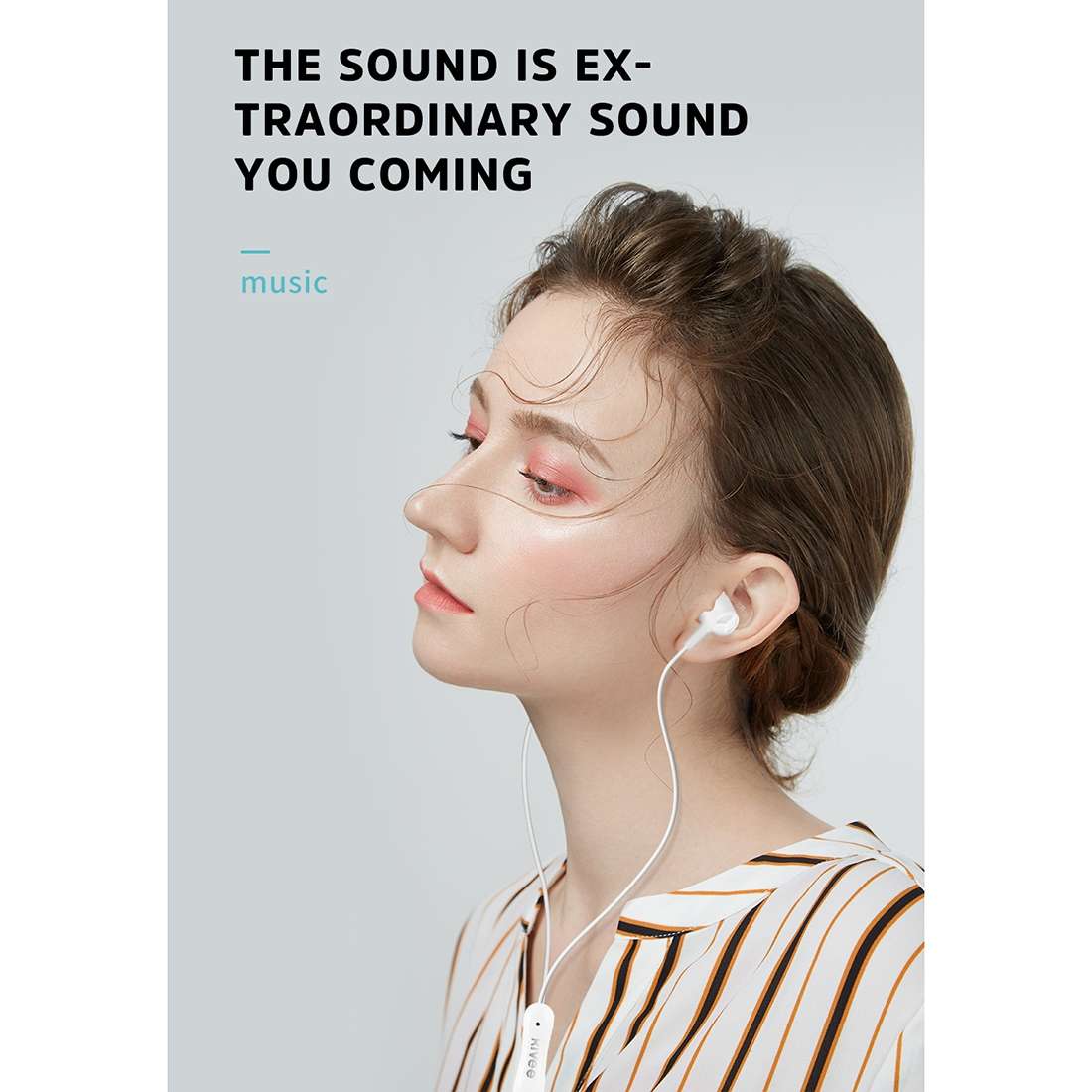 KIVEE KV-MT50 3.5mm Jack Wire-controlled Wired Music Earphone, Supports Calls, Cable L ... (White)