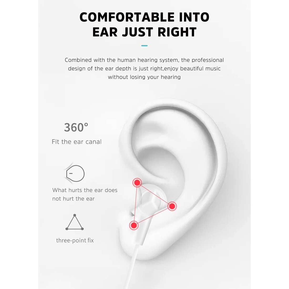 KIVEE KV-MT50 3.5mm Jack Wire-controlled Wired Music Earphone, Supports Calls, Cable L ... (White)
