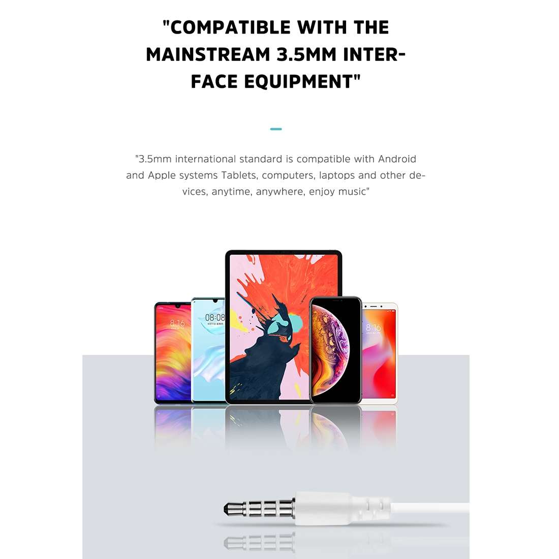 KIVEE KV-MT50 3.5mm Jack Wire-controlled Wired Music Earphone, Supports Calls, Cable L ... (White)