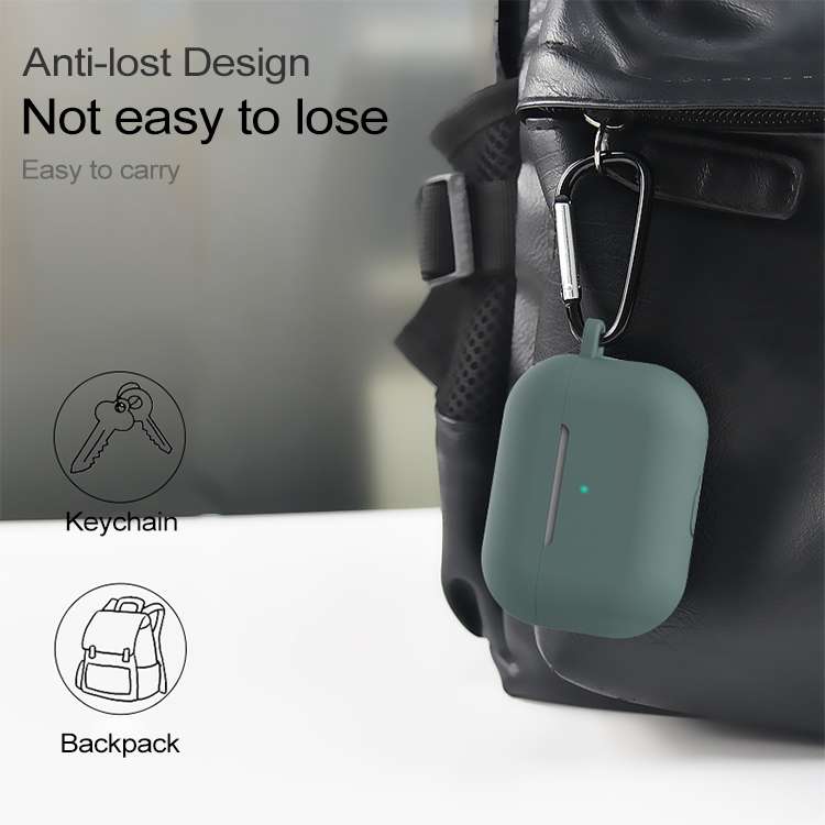 For AirPods Pro Silicone Earphone Protective Case + Hook + Anti-lost Rope 3 in 1 Set(Blue)