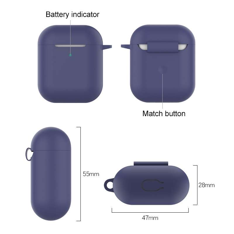 Wireless Earphones Shockproof Silicone Protective Case for Apple AirPods 1 / 2(Gray Blue)