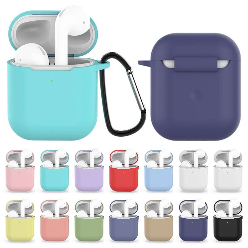Wireless Earphones Shockproof Silicone Protective Case for Apple AirPods 1 / 2(Gray Blue)