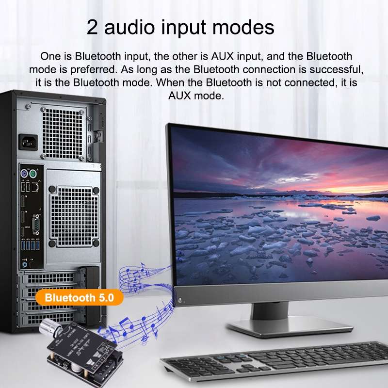 ZK-502L Bluetooth 5.0 12/24V Wireless Stereo Audio Digital Power Amplifier Board 50Wx2 Bluetooth Amp