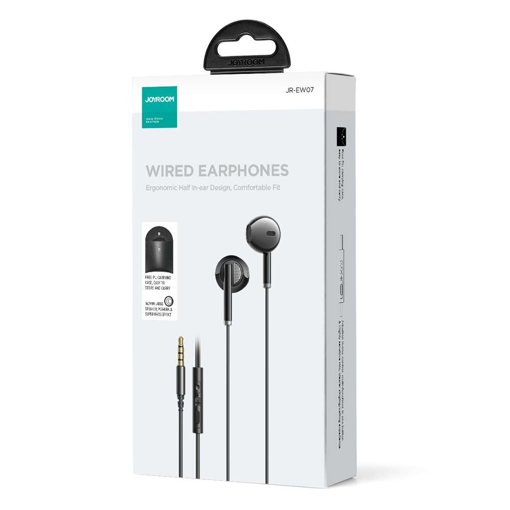JOYROOM JR-EW07 3.5mm Wire-controlled Half In-ear Gaming Earphone with Microphone (Black)