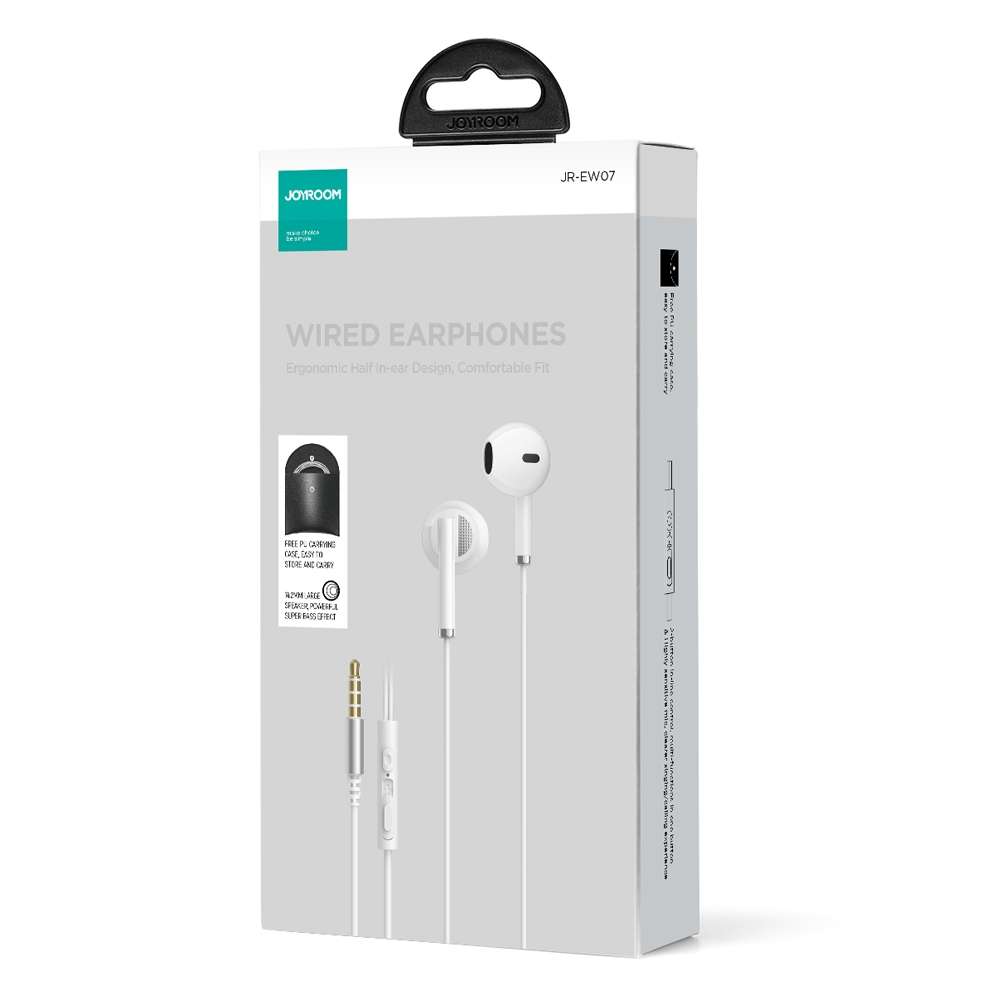 JOYROOM JR-EW07 3.5mm Wire-controlled Half In-ear Gaming Earphone with Microphone (White)