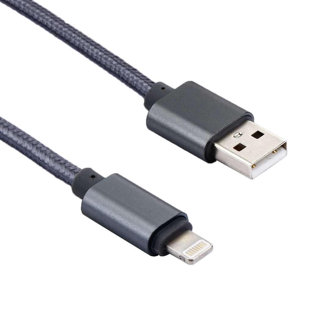 2m Woven Style Metal Head 84 Cores 8 Pin to USB 2.0 Data / Charger Cable(Grey)