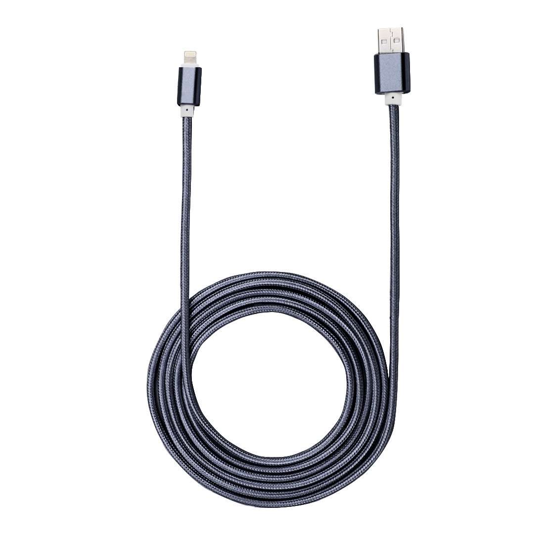 2m Woven Style Metal Head 84 Cores 8 Pin to USB 2.0 Data / Charger Cable(Grey)