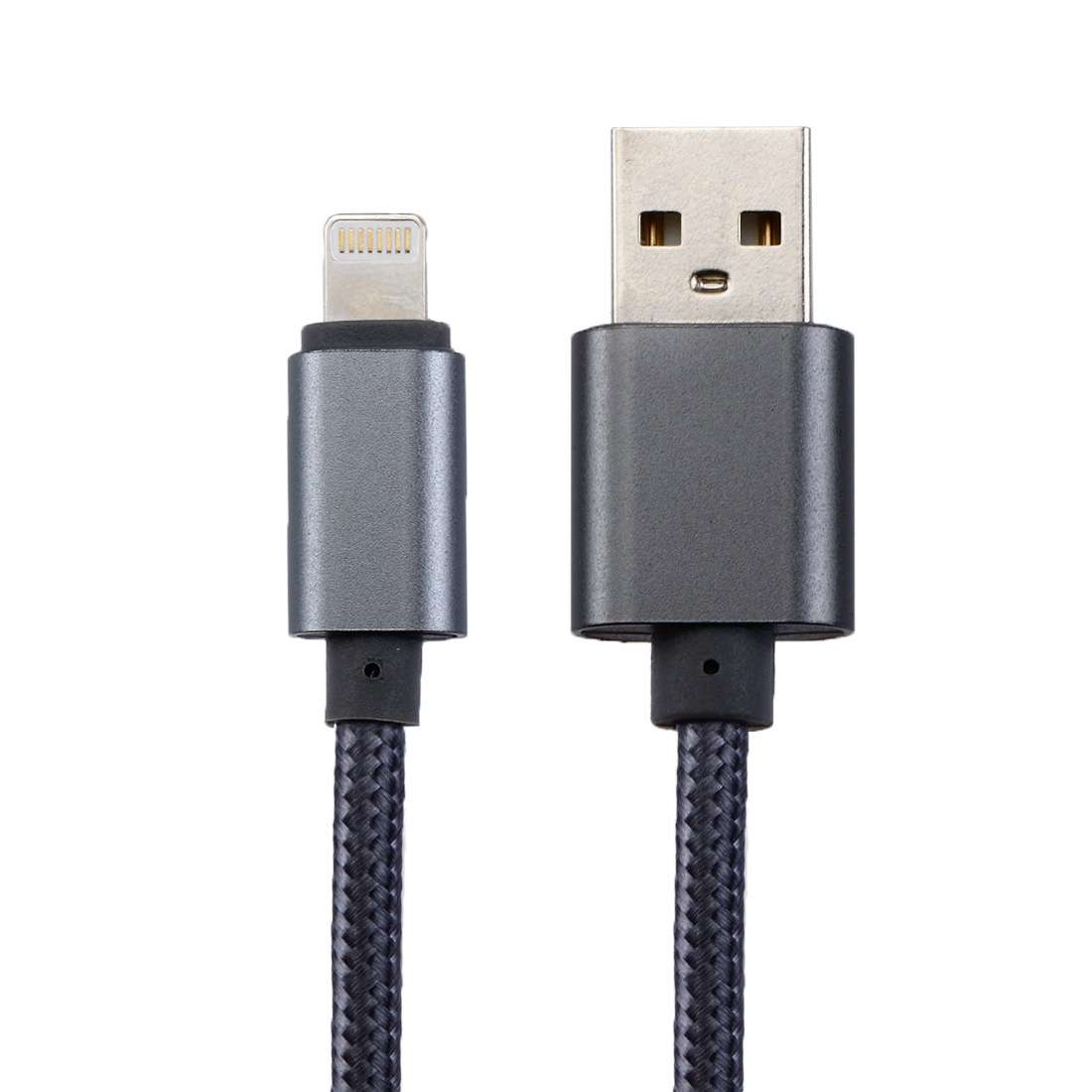 2m Woven Style Metal Head 84 Cores 8 Pin to USB 2.0 Data / Charger Cable(Grey)