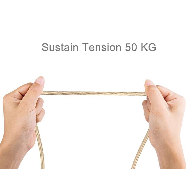 2m Woven Style Metal Head 84 Cores 8 Pin to USB 2.0 Data / Charger Cable(Gold)