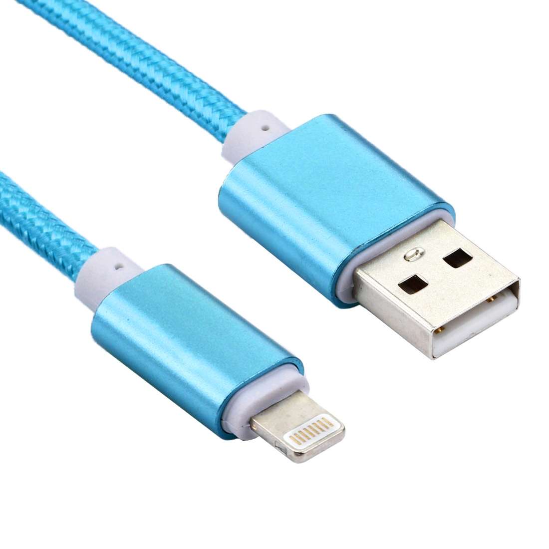 2m Woven Style Metal Head 84 Cores 8 Pin to USB 2.0 Data / Charger Cable(Blue)