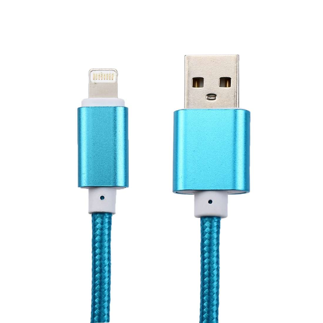 2m Woven Style Metal Head 84 Cores 8 Pin to USB 2.0 Data / Charger Cable(Blue)