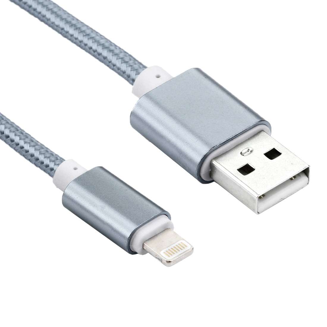 2m Woven Style Metal Head 84 Cores 8 Pin to USB 2.0 Data / Charger Cable(Silver)