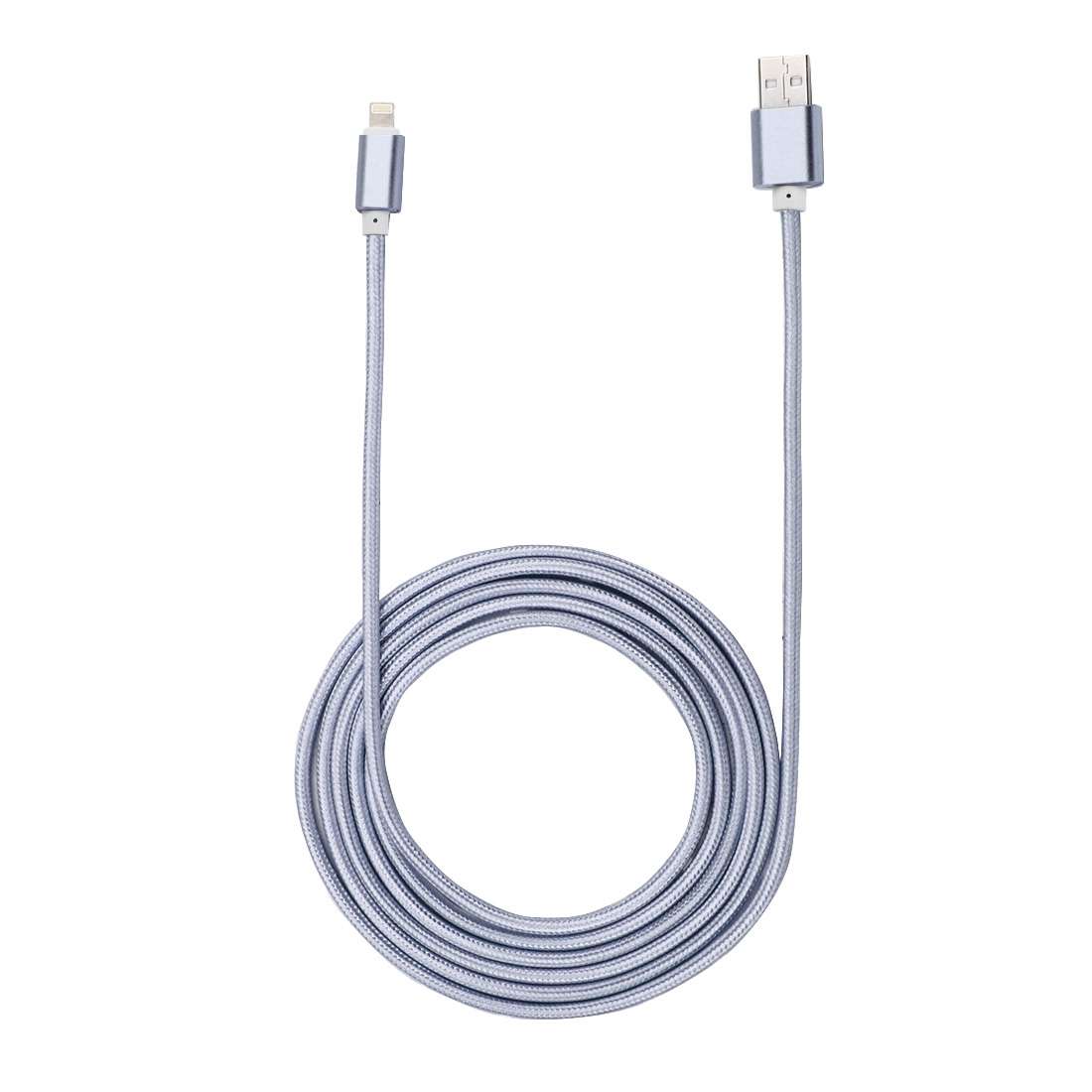 2m Woven Style Metal Head 84 Cores 8 Pin to USB 2.0 Data / Charger Cable(Silver)