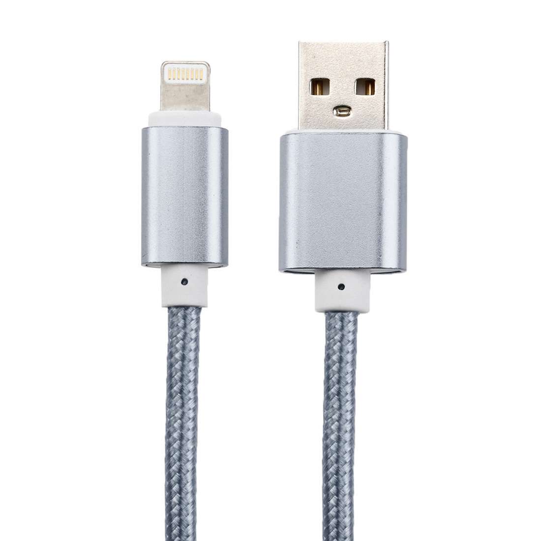 2m Woven Style Metal Head 84 Cores 8 Pin to USB 2.0 Data / Charger Cable(Silver)