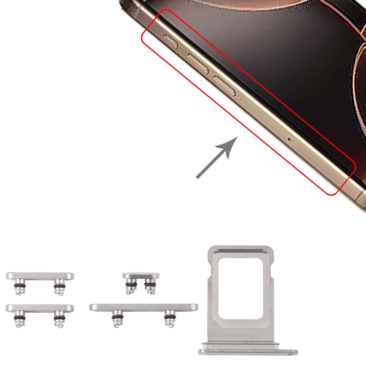 For iPhone 16 Pro Max Original SIM Card Tray + Side Keys (Black)