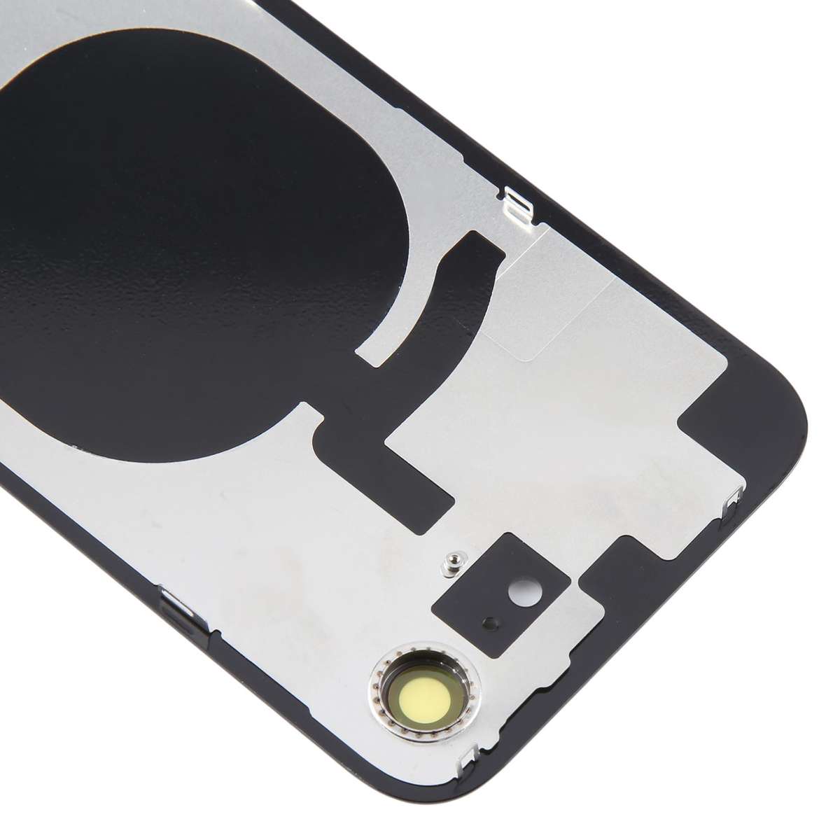 For iPhone 16e Glass Battery Back Cover with Camera Lens Frame(Black)