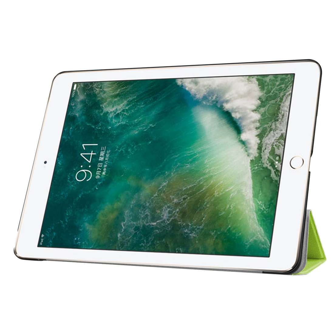 For iPad 9.7 (2018) & iPad 9.7 (2017) Custer Texture Horizontal Flip Leather Case with ... (Green)