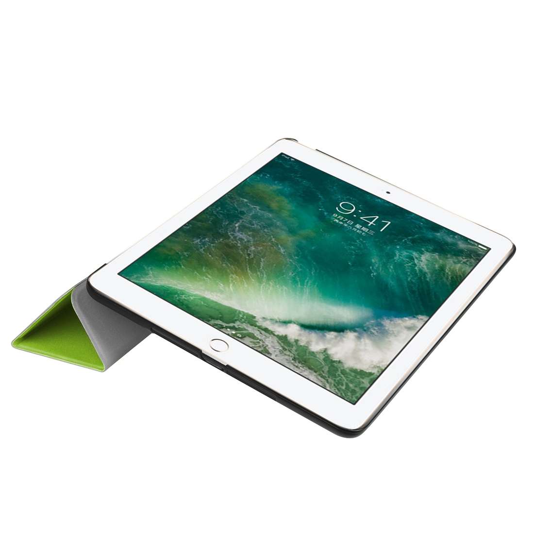 For iPad 9.7 (2018) & iPad 9.7 (2017) Custer Texture Horizontal Flip Leather Case with ... (Green)