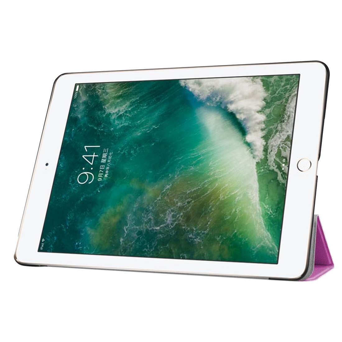 For iPad 9.7 (2018) & iPad 9.7 (2017) Custer Texture Horizontal Flip Leather Case wit ... (Purple)