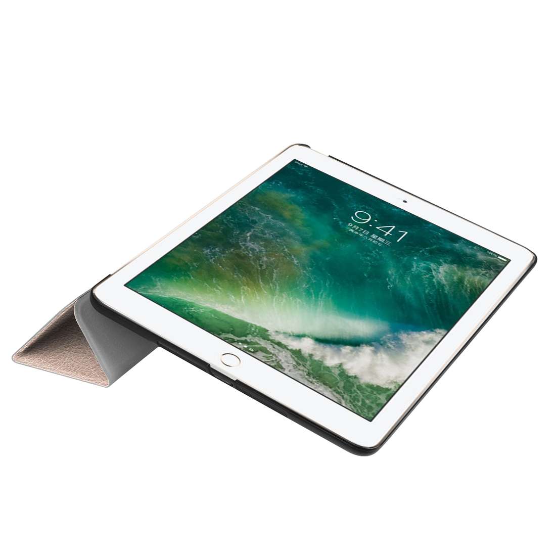 For iPad 9.7 (2018) & iPad 9.7 (2017) Custer Texture Horizontal Flip Leather Case ... (Rose Gold)