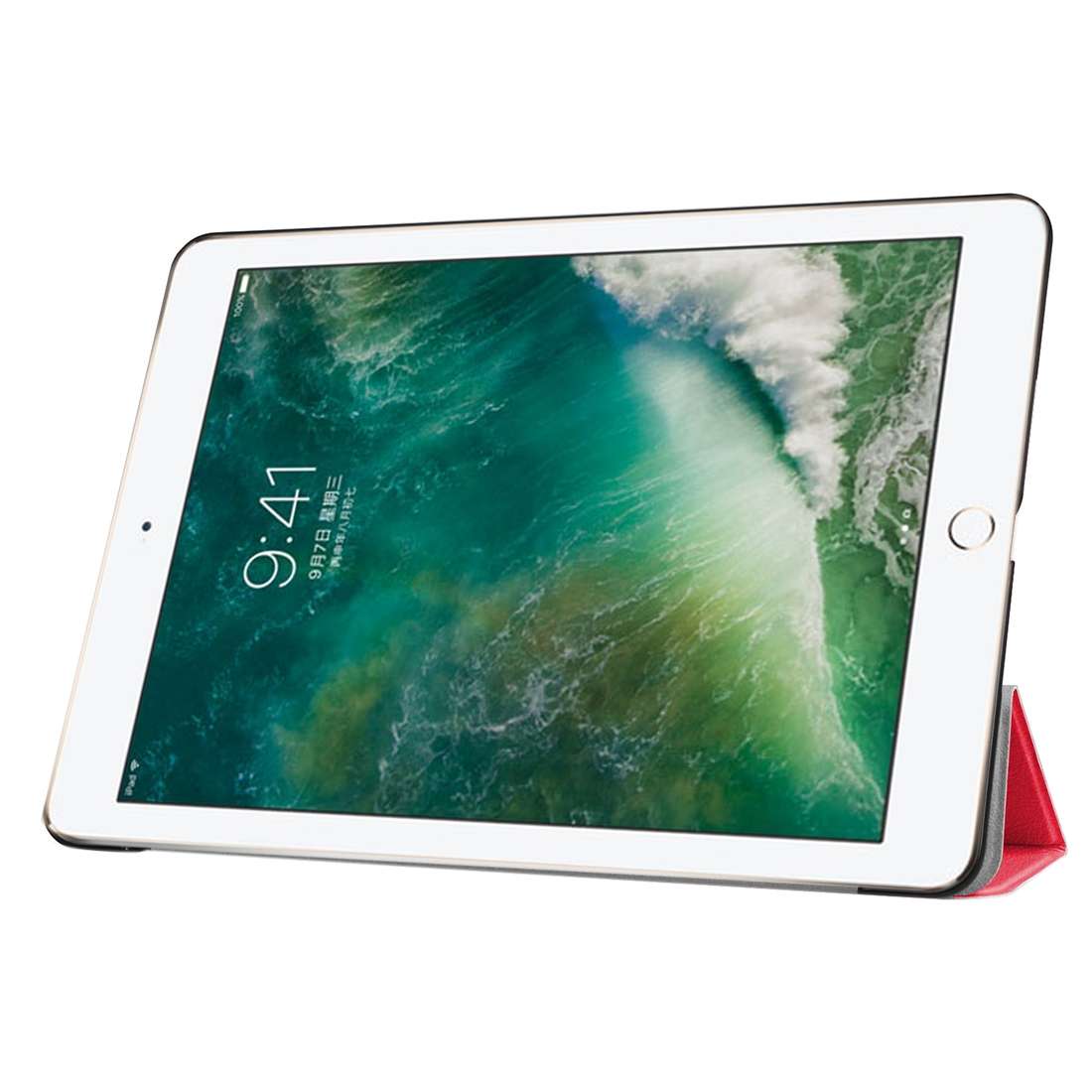 For iPad 9.7 (2018) & iPad 9.7 (2017) Custer Texture Horizontal Flip Leather Case with T ... (Red)