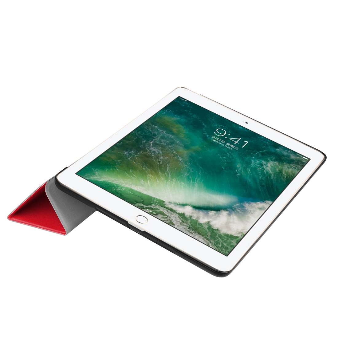 For iPad 9.7 (2018) & iPad 9.7 (2017) Custer Texture Horizontal Flip Leather Case with T ... (Red)