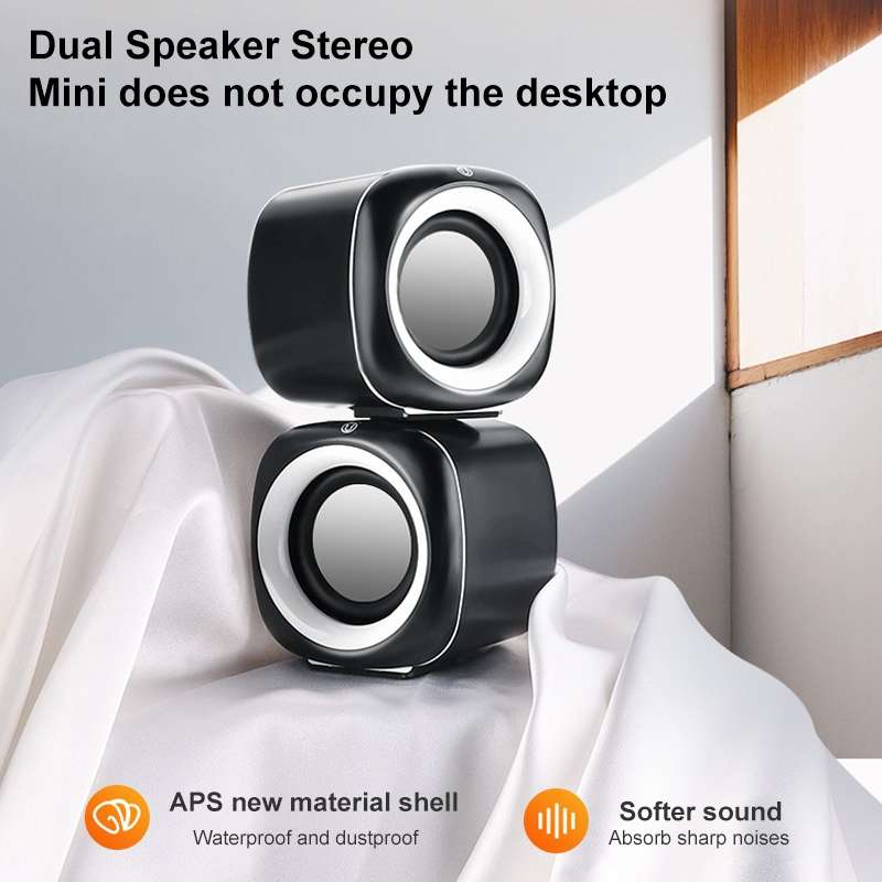 A1 Upgraded Version USB Wire-controlled 4D Stereo Sound Mini Wired Speaker, Cable Leng ... (White)