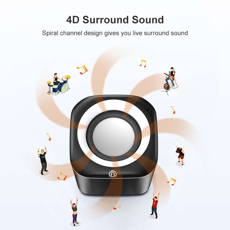 A1 Upgraded Version USB Wire-controlled 4D Stereo Sound Mini Wired Speaker, Cable Leng ... (White)