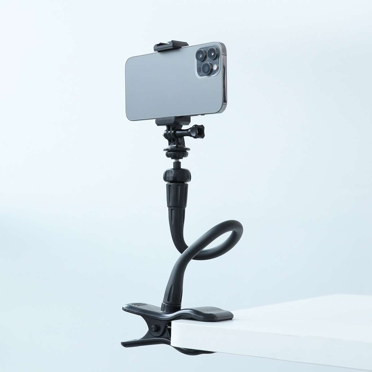 Flexible Arm Desktop Rod Action Camera Phone Holder Stand(Black)