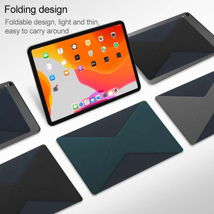 Mutural For iPad 9.7 inch-12.9 inch PU Leather Angle Adjustable Adhesive Tablet PC Inv ... (Black)