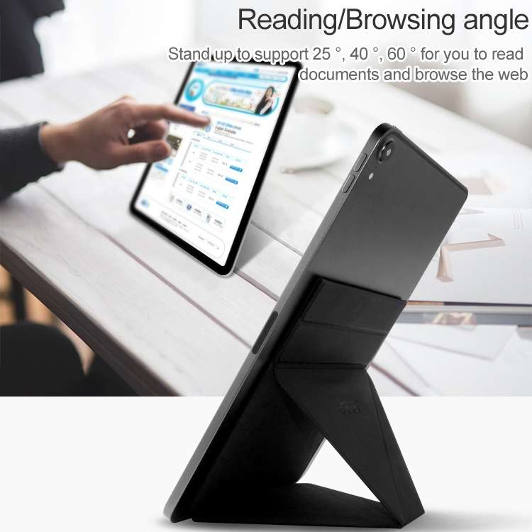 Mutural For iPad 9.7 inch-12.9 inch PU Leather Angle Adjustable Adhesive Tablet PC Invi ... (Grey)