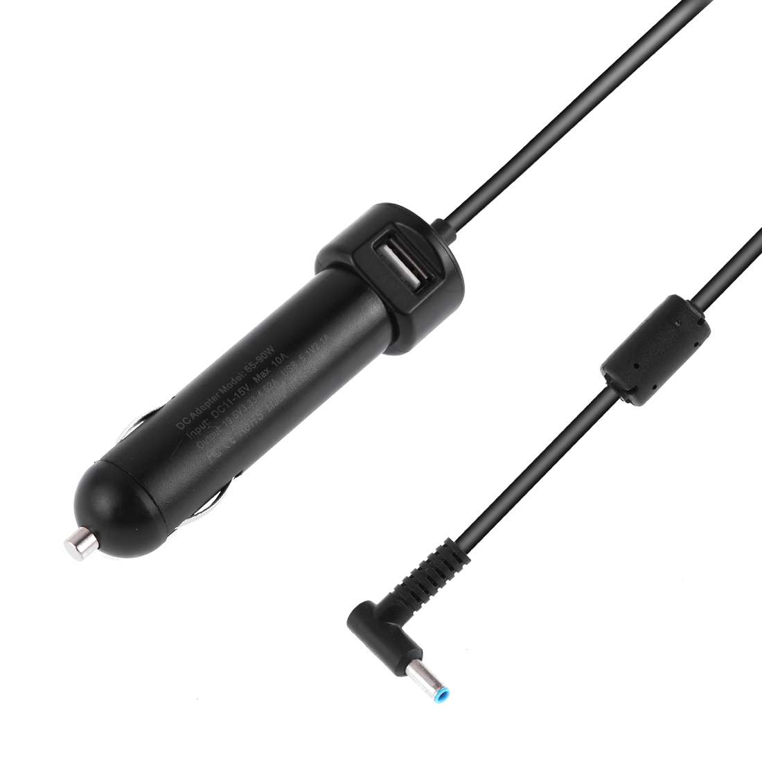 65-90W 5.1V 2.1A USB Interface Car Charger with 19.5V 4.62A 4.5 x 3.0mm Interface Data ... (Black)