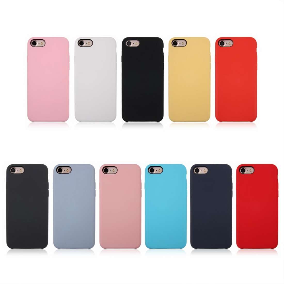 For iPhone SE 2020 & 8 & 7 Pure Color Liquid Silicone + PC Shockproof Defender Case(Red)