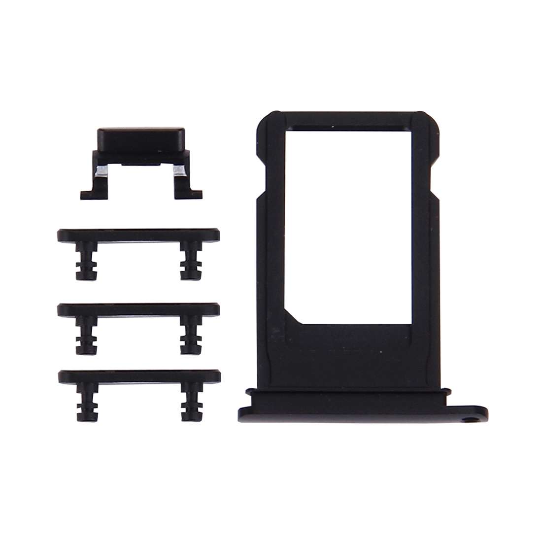 Card Tray + Volume Control Key + Power Button + Mute Switch Vibrator Key for iPhone 7 Plus(Black)