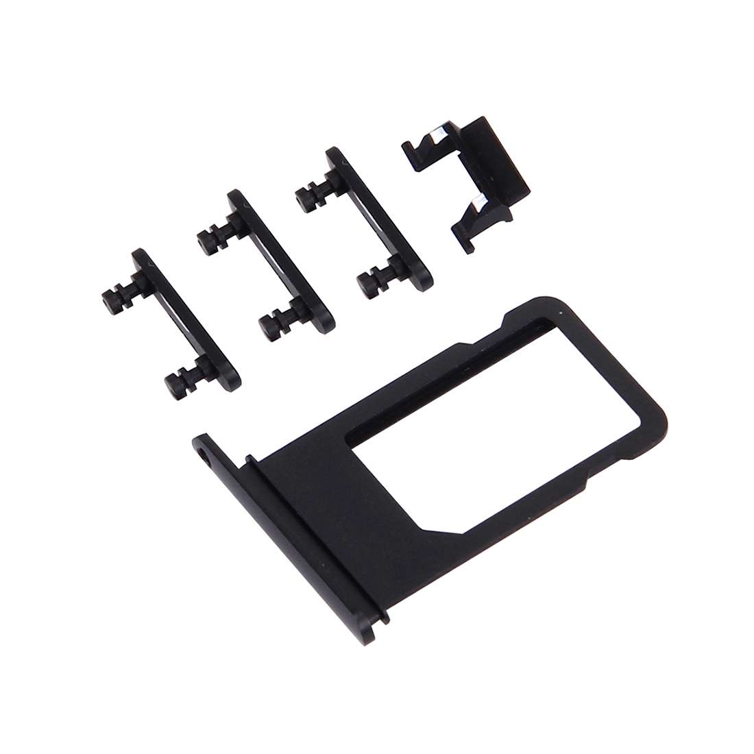 Card Tray + Volume Control Key + Power Button + Mute Switch Vibrator Key for iPhone 7 Plus(Black)