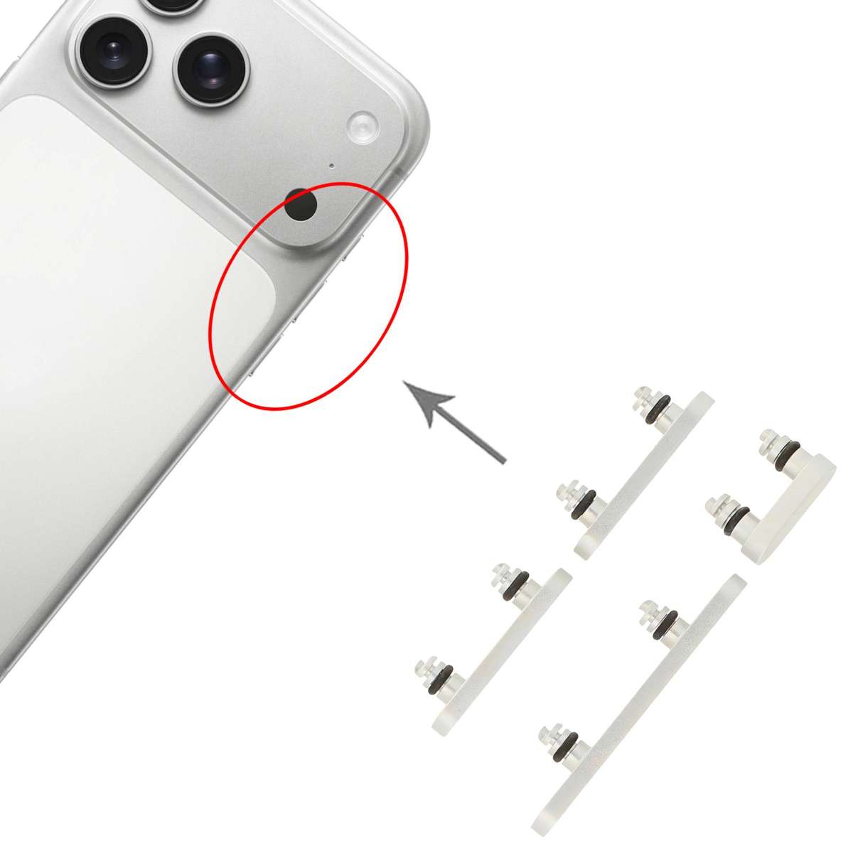 For iPhone 17 Pro / 17 Pro Max Power Button and Volume Control Button (Silver)